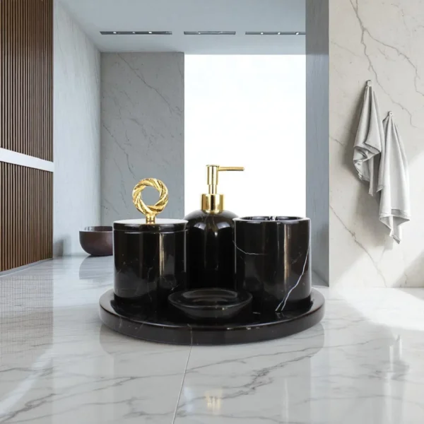 Noir 5 Parça Mermer Banyo Seti