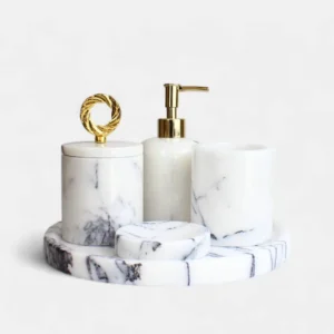 Lilac 5 Parça Mermer Banyo Seti