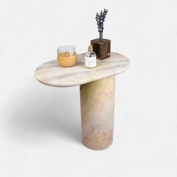 Rosa Lux Pembe Mermer Yan Sehpa