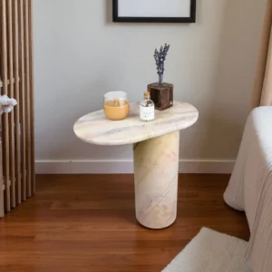 Rosa Lux Pembe Mermer Yan Sehpa