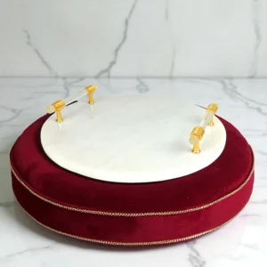 Kulplu Beyaz Mermer Tepsi