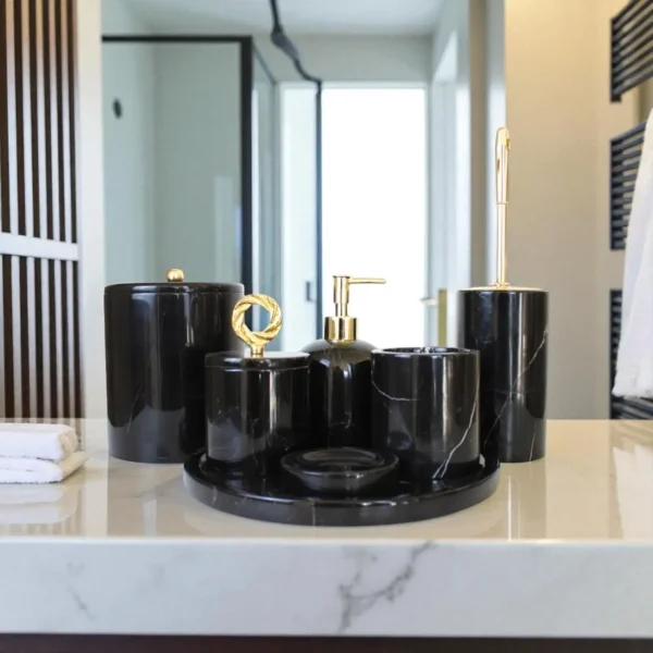 Noir 7 Parça Mermer Banyo Seti